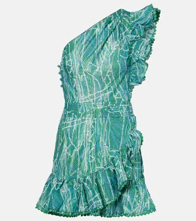 Poupette St Barth Corinne Printed Cotton-blend Minidress In Green