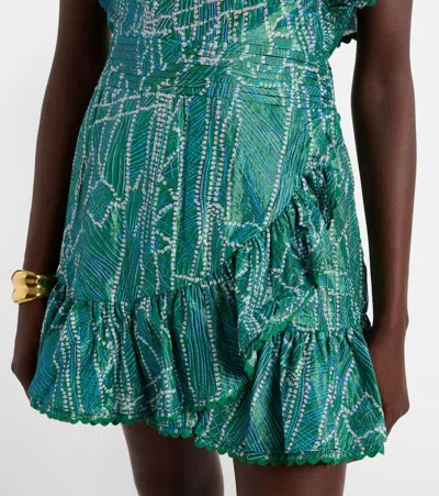 Poupette St Barth Corinne Printed Cotton-blend Minidress In Green