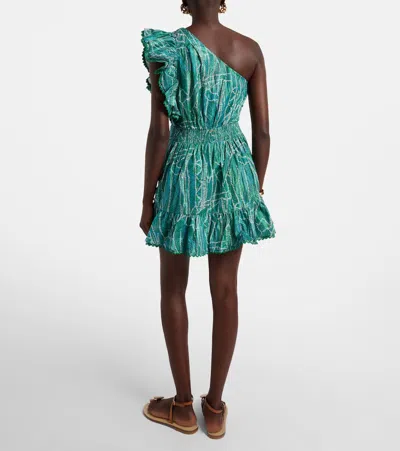Poupette St Barth Corinne Printed Cotton-blend Minidress In Green