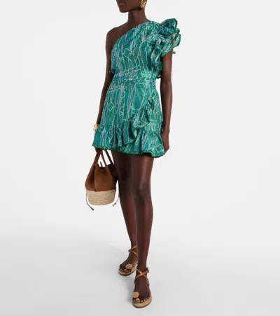 Poupette St Barth Corinne Printed Cotton-blend Minidress In Green