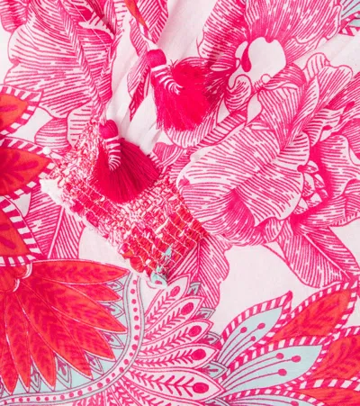 Poupette St Barth Ysee Floral Cotton Blouse In Pink