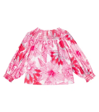 Poupette St Barth Ysee Floral Cotton Blouse In Pink