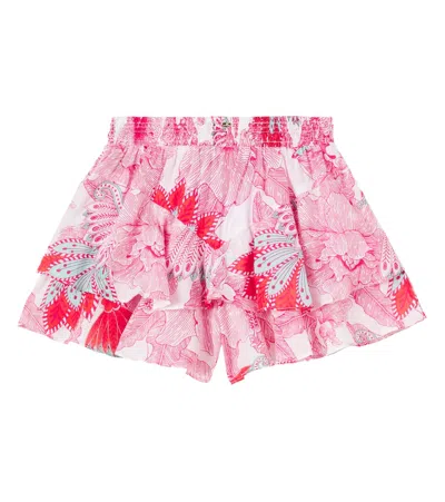 Poupette St Barth Thalia Ruffled Cotton Shorts In Pink
