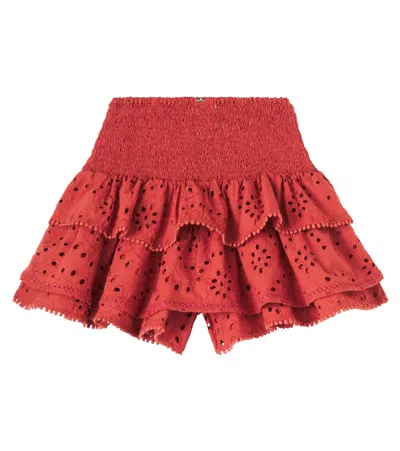 Poupette St Barth Alizee Broderie Anglaise Cotton Skirt In Red