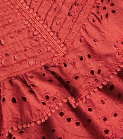 Poupette St Barth Alizee Broderie Anglaise Cotton Skirt In Red