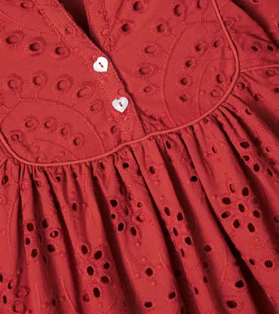 Poupette St Barth Cruz Broderie Anglaise Cotton Dress In Red