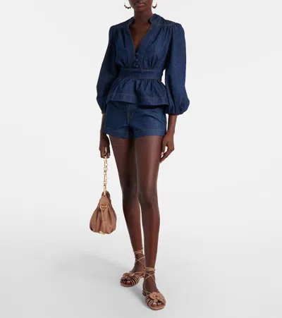 Zimmermann Orchid Floral-appliqué Leather Sandals In Nude