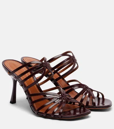 Zimmermann Aura 85 Patent Leather Mules In Burgundy