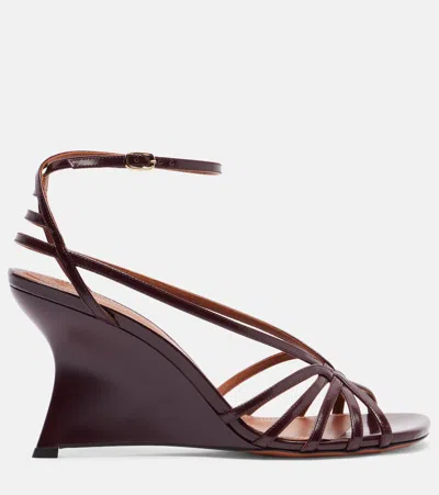 Zimmermann Aura 85 Patent Leather Wedge Sandals In Burgundy