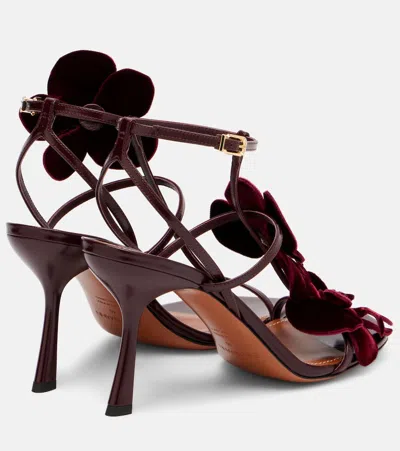 Zimmermann Orchid 85 Floral-appliqué Velvet Sandals In Black