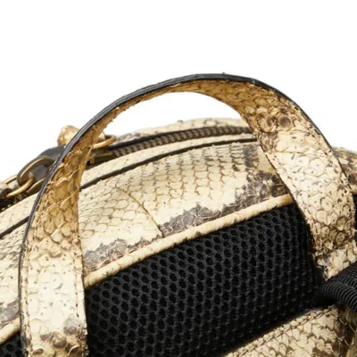 Pre-owned Gucci Beige Black Leather Backpack () In Multi