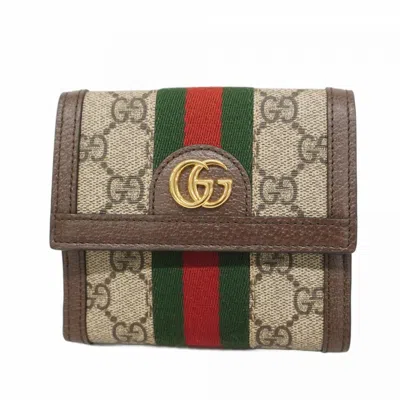 Pre-owned Gucci Beige Brown Pvc Wallet (bi-fold) () In Multi