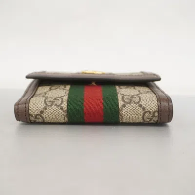 Pre-owned Gucci Beige Brown Pvc Wallet (bi-fold) () In Multi