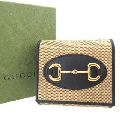 Pre-owned Gucci Beige Navy Canvas Leather Coin Purse/coin Case () In Multi