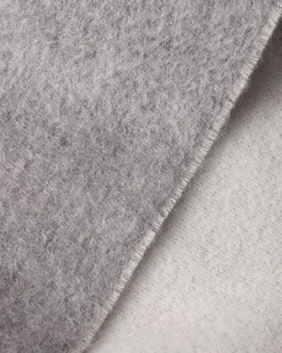 Prada Logo-triangle Fringed Cashmere Scarf In Gray