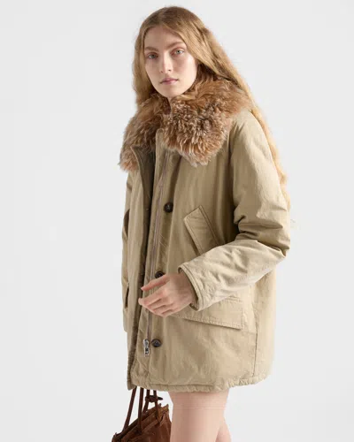 Prada Medium-weight Old Panama Cotton Down Jacket In Multi