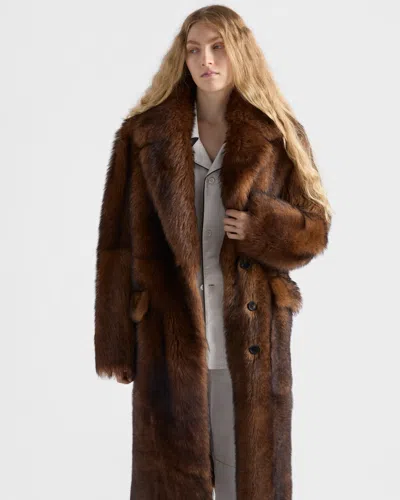 Prada Shearling Coat In Multi