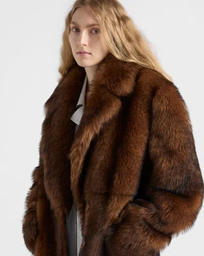 Prada Shearling Coat In Multi