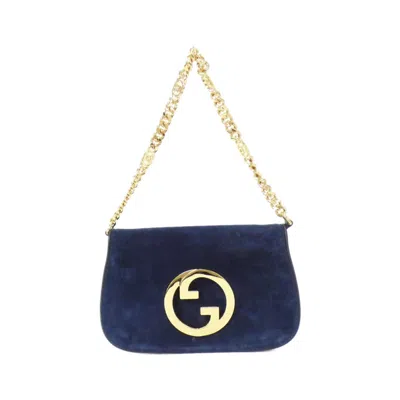 Pre-owned Gucci Deep Blue Suede Shoulder Bag ()