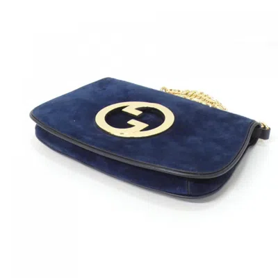 Pre-owned Gucci Deep Blue Suede Shoulder Bag ()