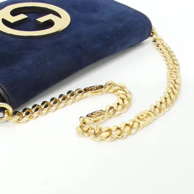 Pre-owned Gucci Deep Blue Suede Shoulder Bag ()