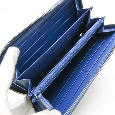 Pre-owned Gucci Diamante Navy Leather Wallet  () In Blue