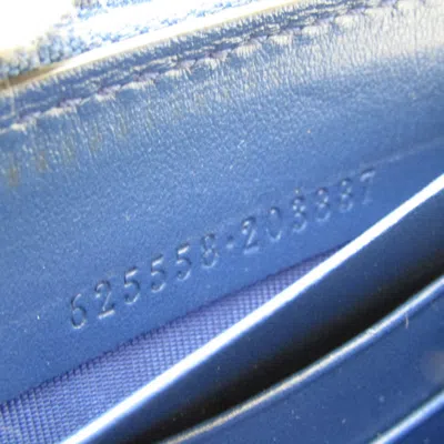 Pre-owned Gucci Diamante Navy Leather Wallet  () In Blue