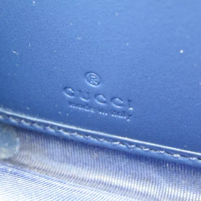 Pre-owned Gucci Diamante Navy Leather Wallet  () In Blue