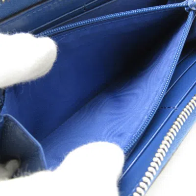 Pre-owned Gucci Diamante Navy Leather Wallet  () In Blue