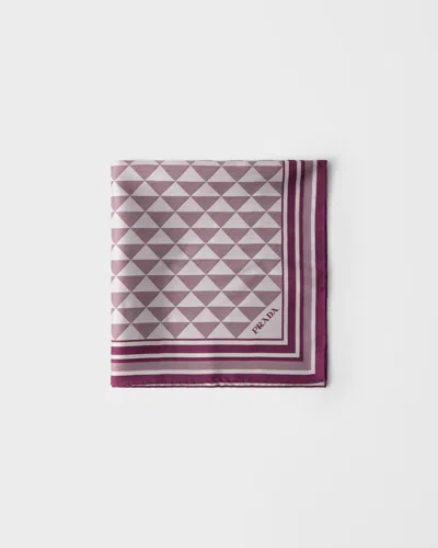Prada Symbole-pattern Silk Scarf In Purple