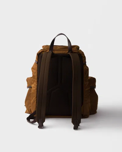 Prada Re-nylon And Leather Backpack In Brown