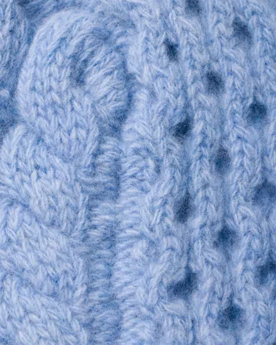 Prada Cable-knit Beanie In Blue