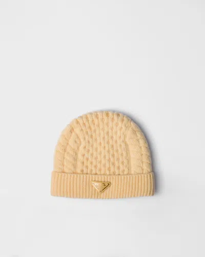 Prada Wool Beanie In Neutral