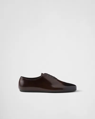 Prada Men's Analog Brushed Leather Oxfords In Brown