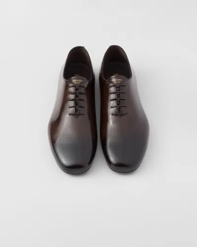 Prada Men's Analog Brushed Leather Oxfords In Brown