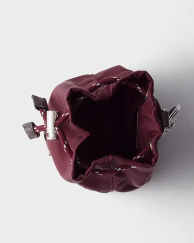 Prada Mini Icon Re-nylon Keychain Charm In Burgundy