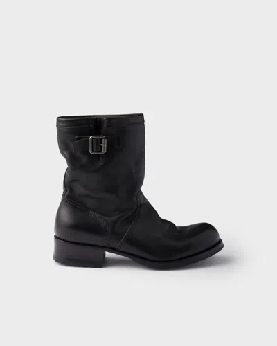 Prada Leather Mid-calf Boots In Black
