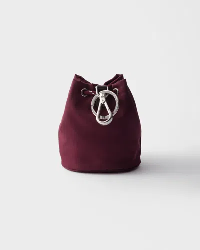 Prada Mini Icon Re-nylon Keychain Charm In Burgundy
