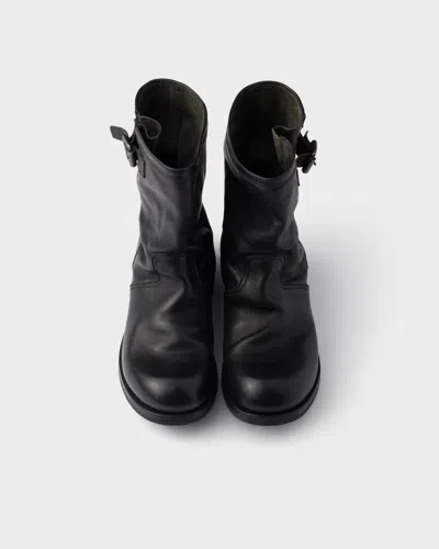 Prada Leather Mid-calf Boots In Black