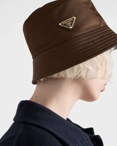 Prada Re-nylon Bucket Hat In Brown