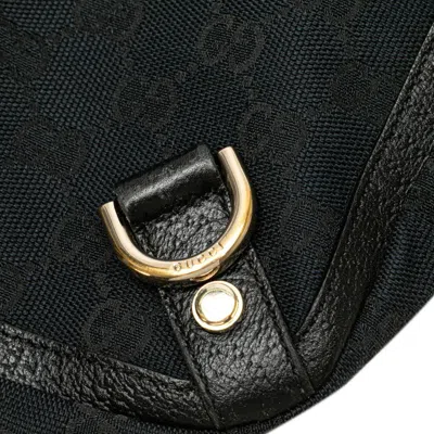 Pre-owned Gucci Gg Canvas Black Canvas Leather Handbag Tote Bag ()