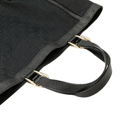 Pre-owned Gucci Gg Canvas Black Canvas Leather Handbag Tote Bag ()