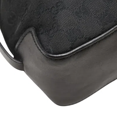 Pre-owned Gucci Gg Canvas Black Gg Canvas Leather Handbag Tote Bag ()