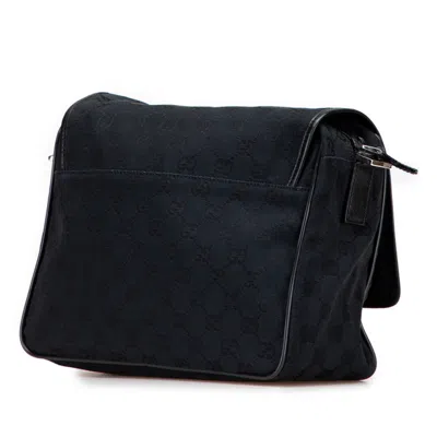 Pre-owned Gucci Gg Canvas Black Gg Canvas Leather Shoulder Bag ()