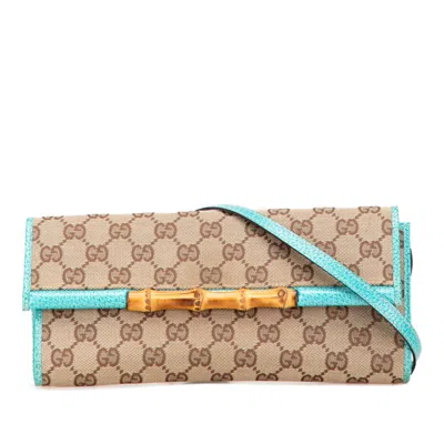 Pre-owned Gucci Gg Canvas Blue Brown Gg Canvas Shoulder Bag () In Multi