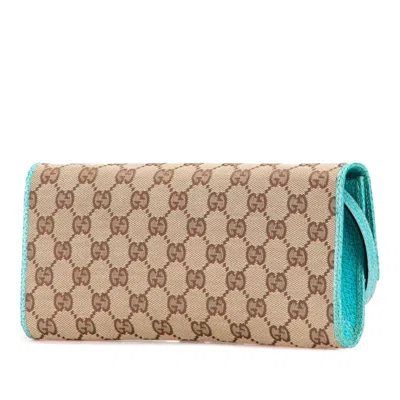 Pre-owned Gucci Gg Canvas Blue Brown Gg Canvas Shoulder Bag () In Multi