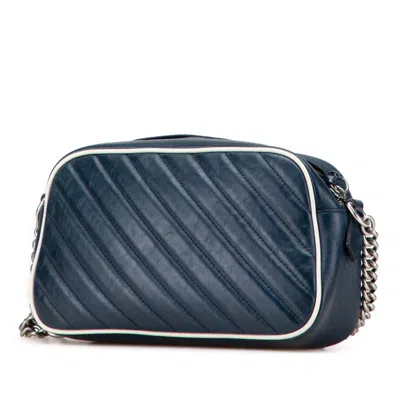 Pre-owned Gucci Gg Marmont Blue Leather Shoulder Bag ()