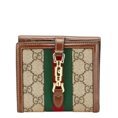 Pre-owned Gucci Gg Supreme Beige Brown Pvc Leather Wallet (bi-fold) ()