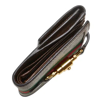 Pre-owned Gucci Gg Supreme Beige Brown Pvc Leather Wallet (bi-fold) ()