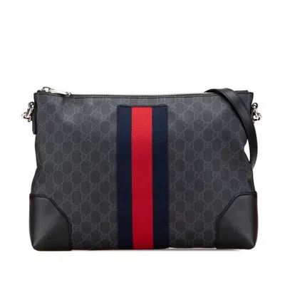 Pre-owned Gucci Sherry Line Black Pvc Leather Shoulder Bag ()